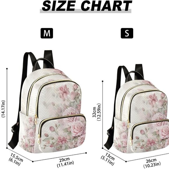 Women Small Backpack Purse Pink Floral Lightweight Travel Daypack main image 6